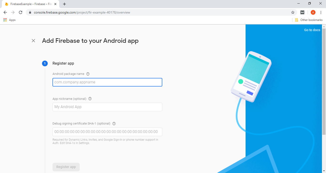 Android studio регистрация firebase